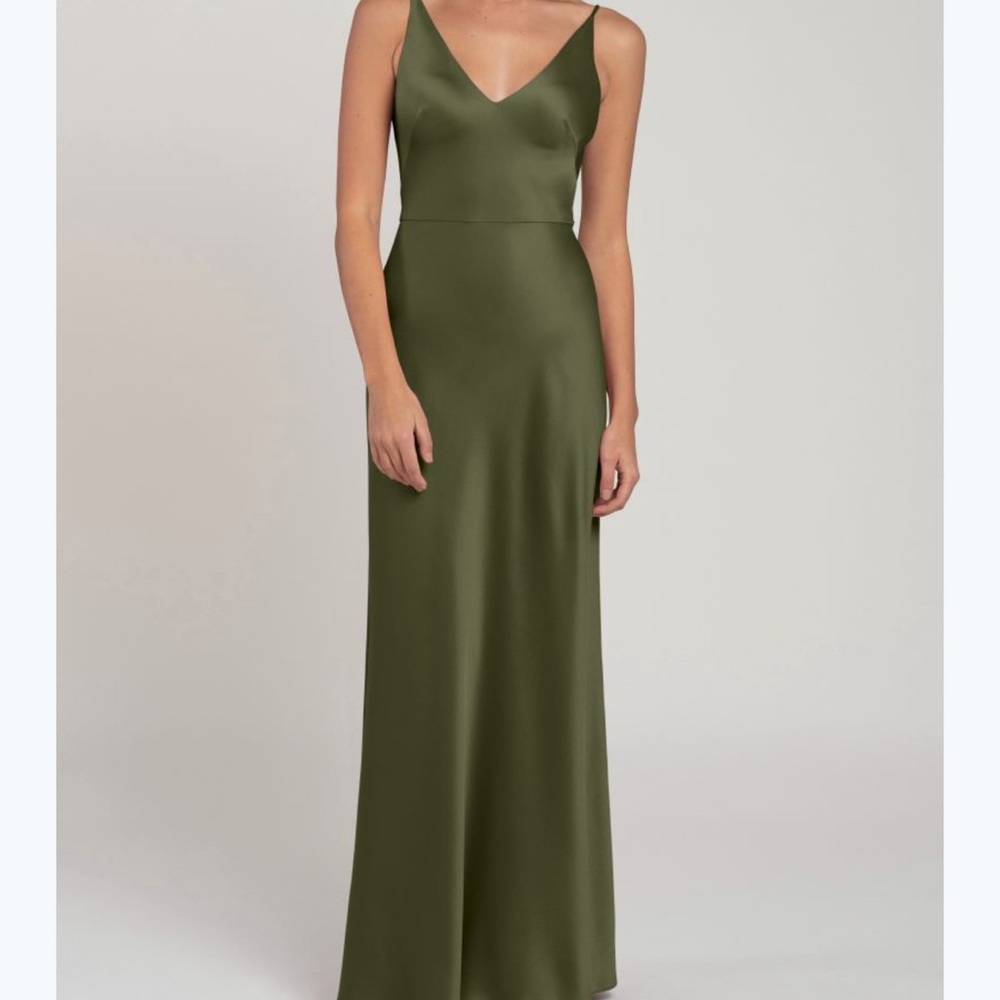 Olive green Jenny Yoo Satin Marla Bridesmaid dress